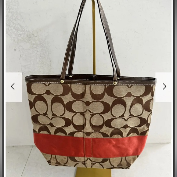 Coach Brown and Red Classic Tote Bag - Picture 2 of 6
